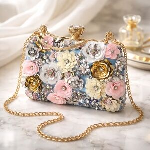 Floral Embellished Evening Clutch NWT